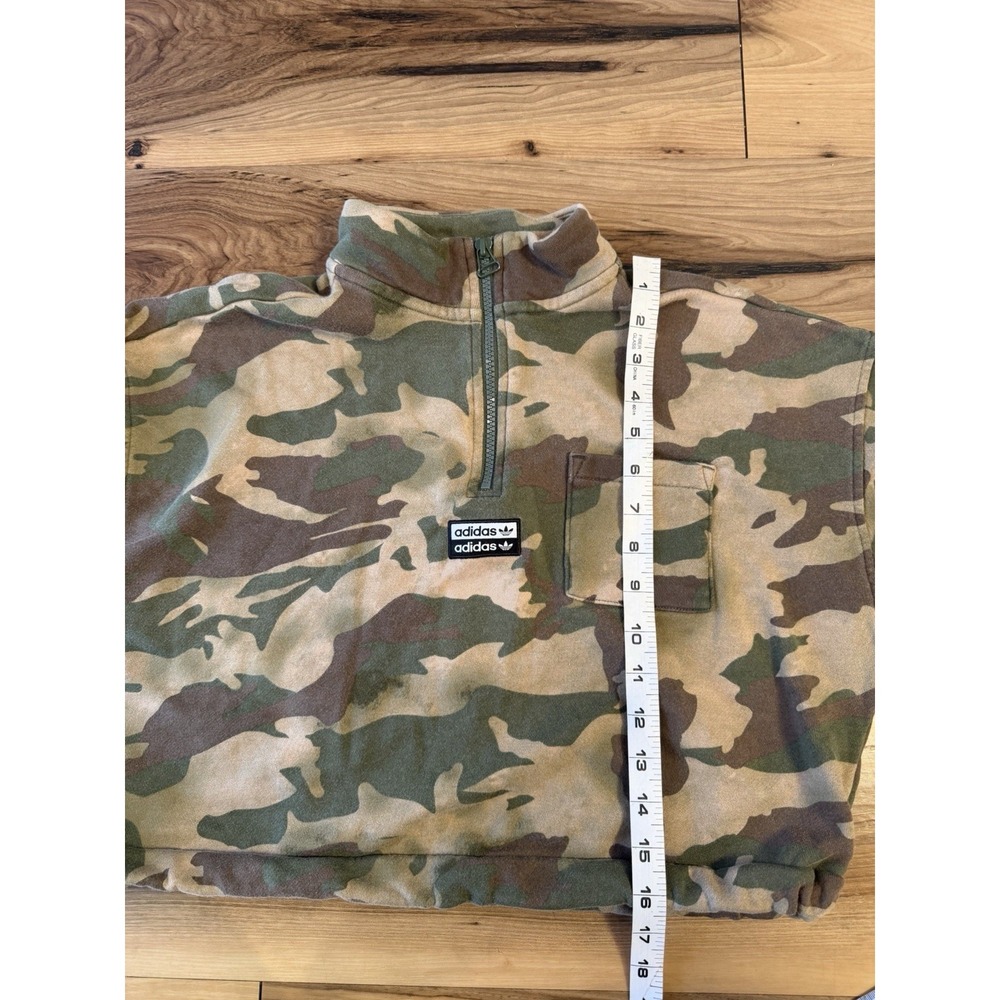 Adidas Originals Womens Cropped Camo Quarter Zip Utility Sweatshirt Large - Picture 8 of 12
